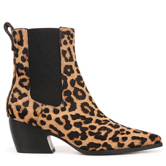 Anthropologie Sarto Vianca Ankle Boots in Black Pattern Leopard Print NIB 7.5 - Picture 2 of 3